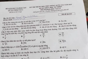 Đề thi và gợi ý môn Vật lý kỳ thi THPT Quốc gia 2019