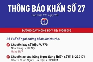 Thông báo khẩn của Bộ Y tế đêm 9-8
