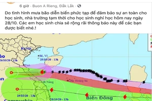 Nhiều tỉnh Tây Nguyên cho HS nghỉ học khẩn tránh bão số 9