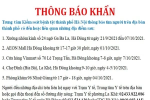 Hà Nội thông báo khẩn tìm người liên quan đến 3 ca COVID-19 cộng đồng