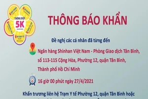 TP.HCM thông báo khẩn người đến ngân hàng sau liên hệ y tế