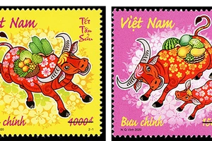 Ra mắt bộ tem tết Tân Sửu có thiết kế đậm chất dân gian