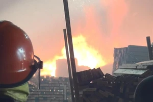 Lửa bao trùm công ty gỗ ở Bình Dương