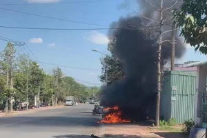 Bình Dương: Xe ô tô bốc cháy ngùn ngụt giữa đường