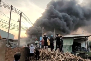 Bình Dương: Một nhà xưởng đang bị đình chỉ hoạt động bốc cháy