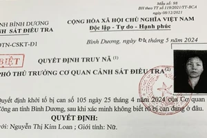 Nữ giám đốc ở Bình Dương bị truy nã đặc biệt