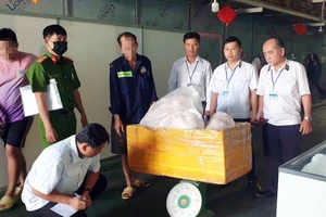 Phát hiện 2 tấn thịt heo đông lạnh đã biến đổi màu sắc