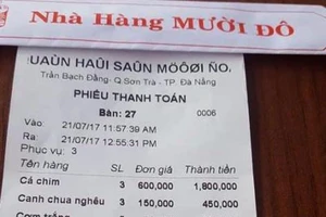 Phạt 15 triệu đồng nhà hàng ở Đà Nẵng 'chặt chém' khách