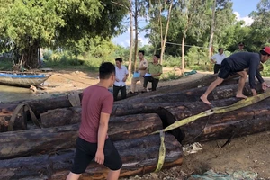 Công an truy đuổi thuyền chở gỗ trên sông Thu Bồn