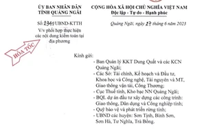 Lãnh đạo sở ngành ở Quảng Ngãi bị nhắc nhở việc phối hợp kiểm toán