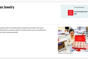 Tạp chí của Mỹ công bố PNJ thuộc top Fortune 500 của Đông Nam Á.
