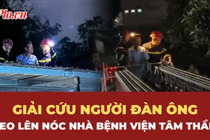 Nghẹt thở giải cứu bệnh nhân leo lên nóc nhà bệnh viện tâm thần