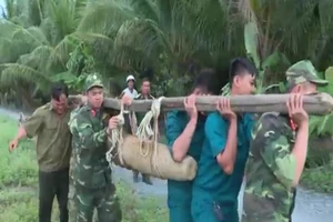 Hai giờ vô hiệu hóa quả bom 150 kg nằm trong vườn nhà dân