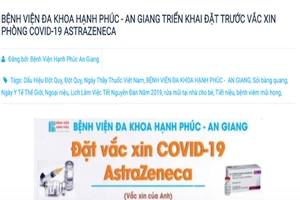 Thông tin đăng trên Website Bệnh viện trước đó