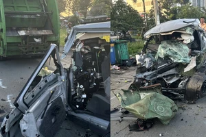Ô tô tông đuôi xe chở rác đang dừng, 2 người tử vong