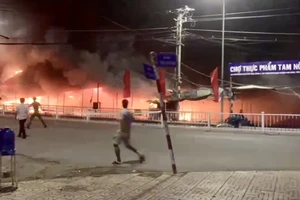 Đồng Tháp: Cháy lớn ở chợ Tam Nông, thiệt hại 31 ki-ốt