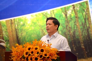 Bộ trưởng Bộ GTVT Nguyễn Văn Thể phát biểu tham luận tại hội nghị. Ảnh: KHÁNH TRÀ