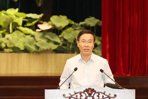 Thường trực Ban Bí thư Võ Văn Thưởng phát biểu tại buổi làm việc. Ảnh: TTXVN