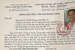 Công an tìm người mất tích khi đang về nhà ở Hồ Tràm