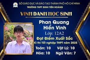 Một học sinh tại phường Vũng Tàu đạt 3 điểm 10 môn Toán, Lý, Hóa trong kỳ thi tốt nghiệp THPT