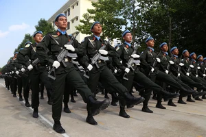 Các khối Công an nhân dân hợp luyện diễu binh kỷ niệm 30-4 