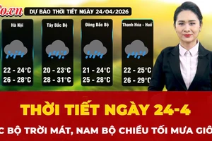 Dự báo thời tiết ngày 24-4: Bắc Bộ trời mát, Nam Bộ chiều tối mưa giông