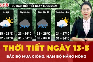 Thời tiết ngày 13-5: Bắc Bộ mưa giông, Nam Bộ nắng nóng