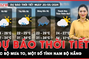 Dự báo thời tiết 20-5: Bắc bộ mưa to, một số tỉnh Nam bộ duy trì hình thái nắng nóng 