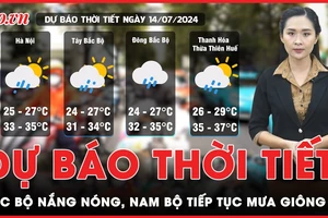 Dự báo thời tiết 14-7: Bắc Bộ và Trung Bộ nắng nóng gay gắt, Nam Bộ tiếp tục mưa giông
