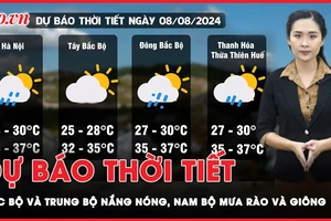 Dự báo thời tiết 8-8: Bắc Bộ và Trung Bộ nắng nóng, Nam Bộ có mưa rào và giông rải rác