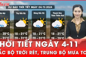 Thời tiết ngày 4-11: Không khí lạnh tăng cường khiến Bắc Bộ chuyển rét, Trung Bộ mưa to