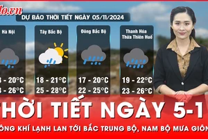 Thời tiết ngày 5-11: Không khí lạnh lan tới Bắc Trung Bộ, Nam Bộ mưa giông