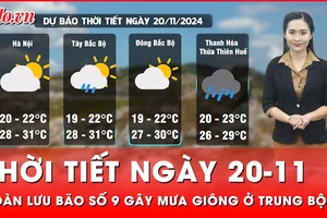 Thời tiết ngày 20-11: Hoàn lưu bão số 9 gây mưa giông ở Trung Bộ