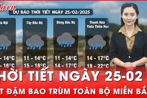 Thời tiết ngày 25-02: Bắc Bộ chìm trong rét đậm, gió mạnh cấp 8, nhiệt độ giảm dưới 7°C