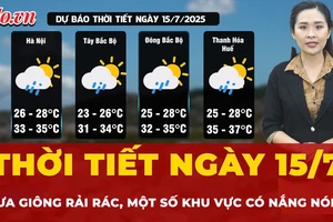 Thời tiết ngày 15-7: Bắc Bộ mưa giông rải rác, trung du và đồng bằng có nắng nóng