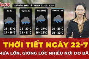 Thời tiết ngày 22-7: Mưa lớn, giông lốc tại nhiều khu vực trên cả nước