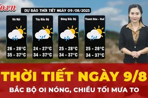 Thời tiết ngày 9-8: Bắc Bộ oi nóng, chiều tối nhiều nơi có mưa to