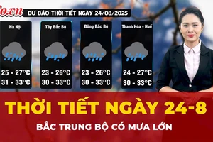 Thời tiết ngày 24-8: Miền Bắc và miền Trung mưa lớn do ảnh hưởng bão số 5