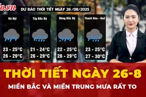 Thời tiết ngày 26-8: Miền Bắc và miền Trung mưa rất to