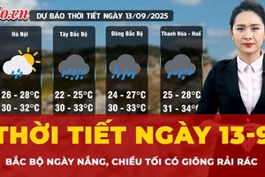Thời tiết ngày 13-9: Bắc Bộ ngày nắng, chiều tối có giông rải rác