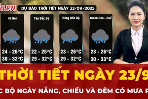 Thời tiết ngày 23-9: Bắc Bộ ngày nắng, chiều và đêm có mưa rào