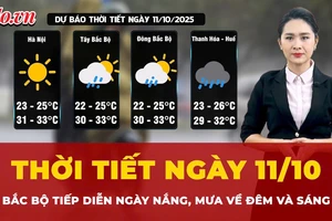 Thời tiết ngày 11-10: Bắc Bộ ngày nắng, mưa về đêm và sáng