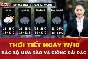Thời tiết ngày 17-10: Bắc Bộ mưa rào và giông rải rác