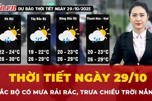 Thời tiết ngày 29-10: Bắc Bộ có mưa rải rác, trưa chiều trời nắng