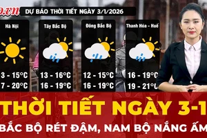 Thời tiết ngày 3-1: Bắc Bộ rét đậm, Nam Bộ nắng ấm
