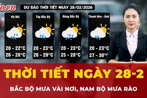 Thời tiết ngày 28-2: Bắc Bộ mưa vài nơi, Nam Bộ mưa rào