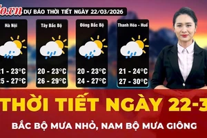 Thời tiết ngày 22-3: Bắc Bộ mưa nhỏ và sương mù, Nam Bộ mưa rào và giông