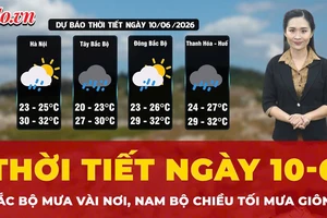 Thời tiết ngày 10-6: Bắc Bộ có mưa vài nơi, Nam Bộ chiều tối mưa giông