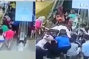 Clip thang cuốn đảo chiều bất ngờ, hàng chục người té nhào