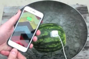 Clip: Sạc pin cho iPhone bằng... dưa hấu 